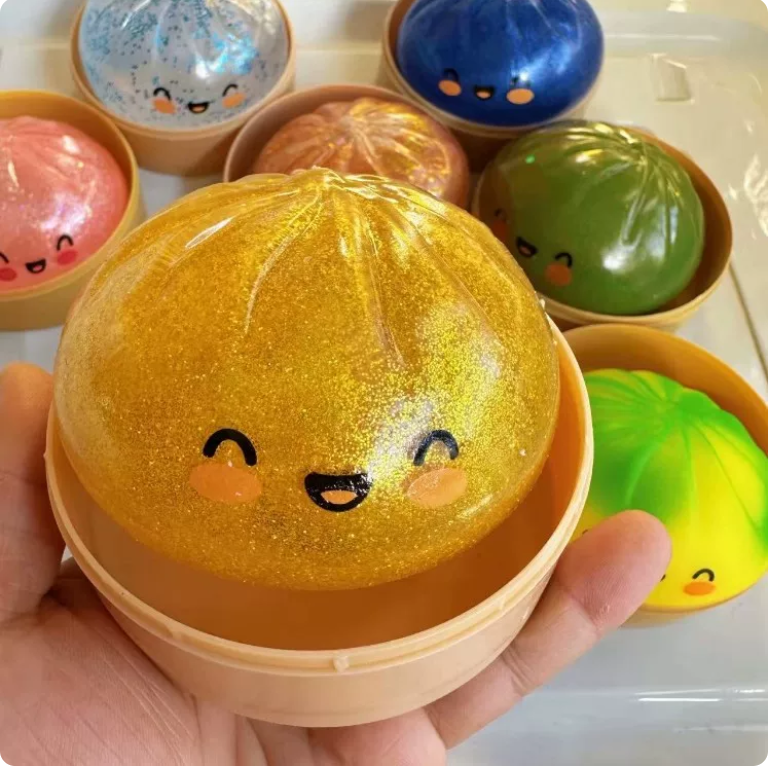 Cute Glitter Steamed Bun Squishy Stress Ball Toy