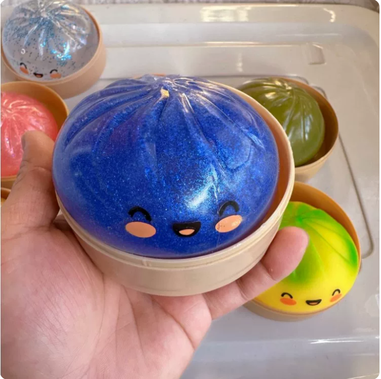 Cute Glitter Steamed Bun Squishy Stress Ball Toy
