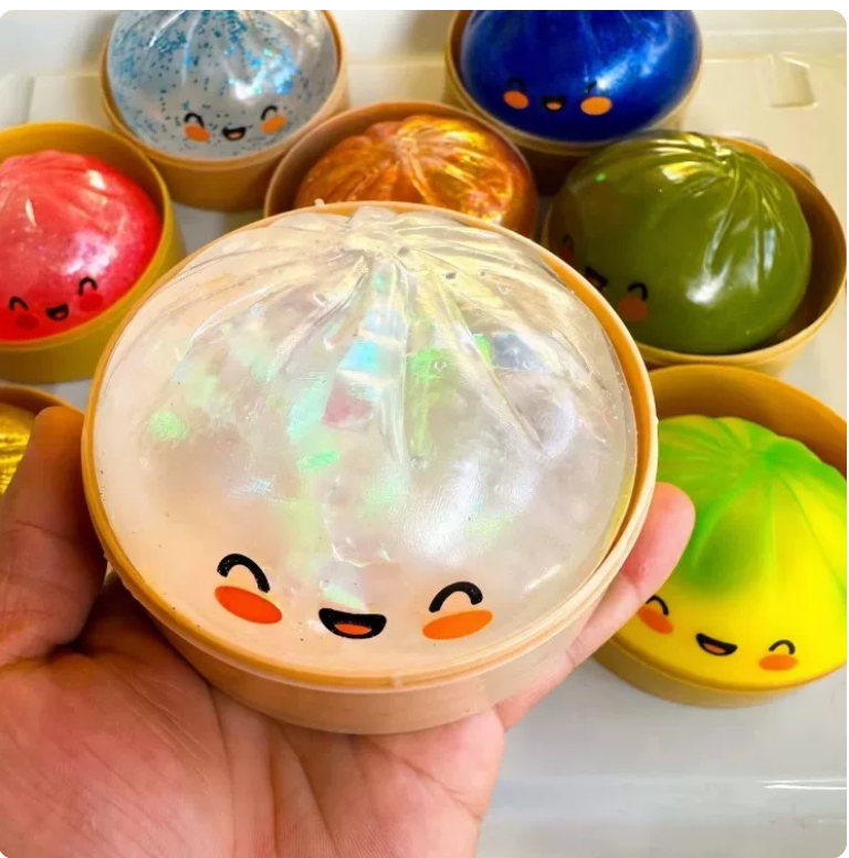 Cute Glitter Steamed Bun Squishy Stress Ball Toy