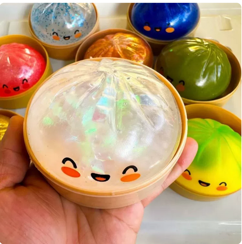 Cute Glitter Steamed Bun Squishy Stress Ball Toy