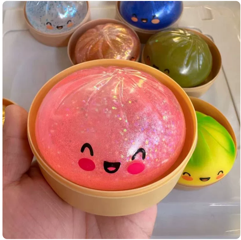 Cute Glitter Steamed Bun Squishy Stress Ball Toy